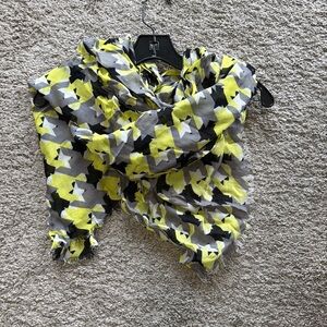 Express Lime Green and Grey Houndstooth Scarf